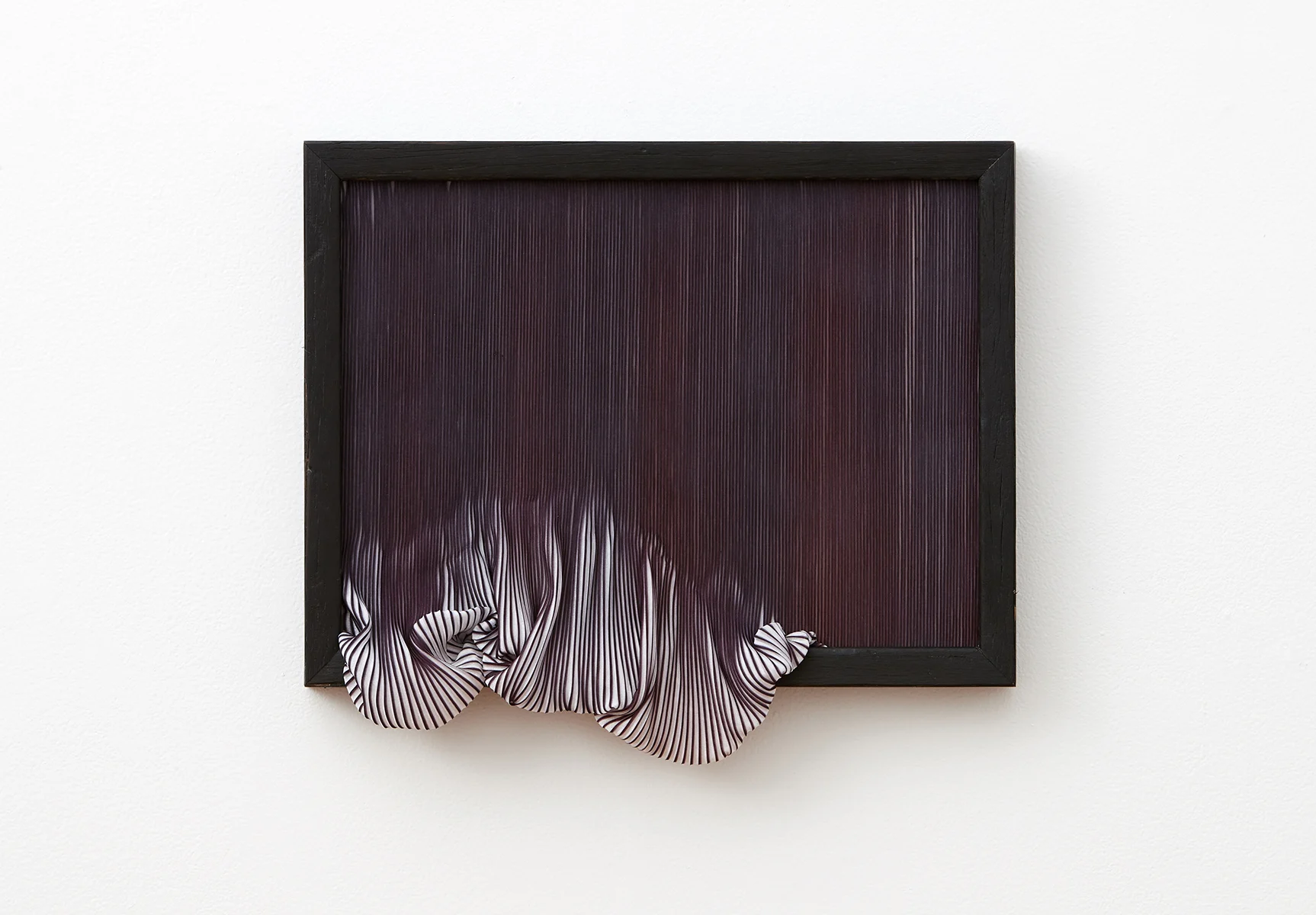 Stevie-Fieldsend_hereafter-ii_2018_paper-pleated-polyester-textile-on-canvas-Tasmanian-Oak_37-x-43-x4cm.-Photograph-by-Zan-Wimberley