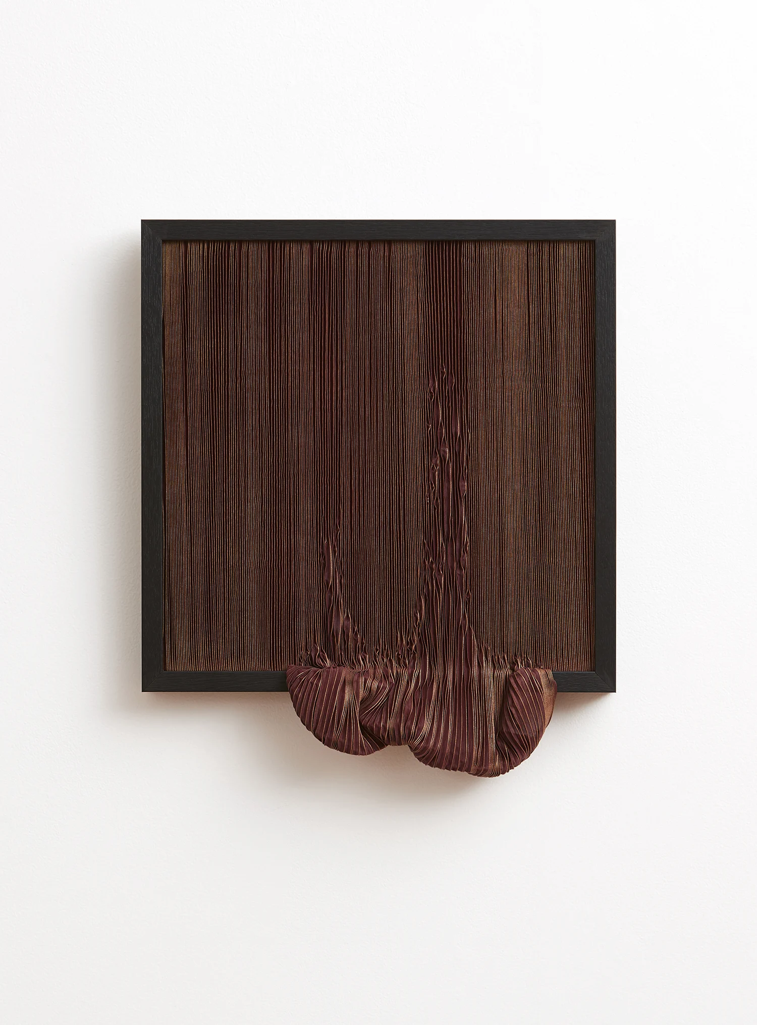 Stevie-Fieldsend_hereafter-xii_2018_paper-pleated-polyester-textile-on-canvas-Tasmanian-Oak_57-x-49-x-4cm.-Photograph-by-Zan-Wimberley
