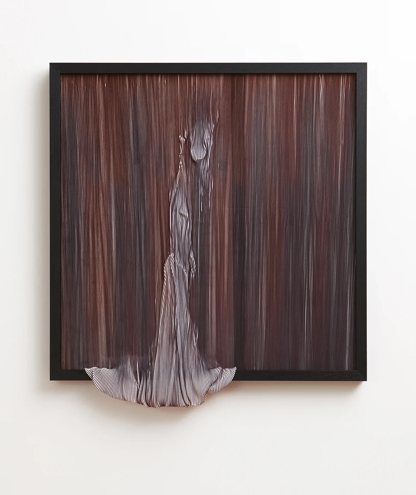 Stevie-Fieldsend_hereafter-xx_2018_paper-pleated-polyester-textile-on-canvas-Tasmanian-Oak_113-x-106-x-4cm.-Photograph-by-Zan-Wimberley-1