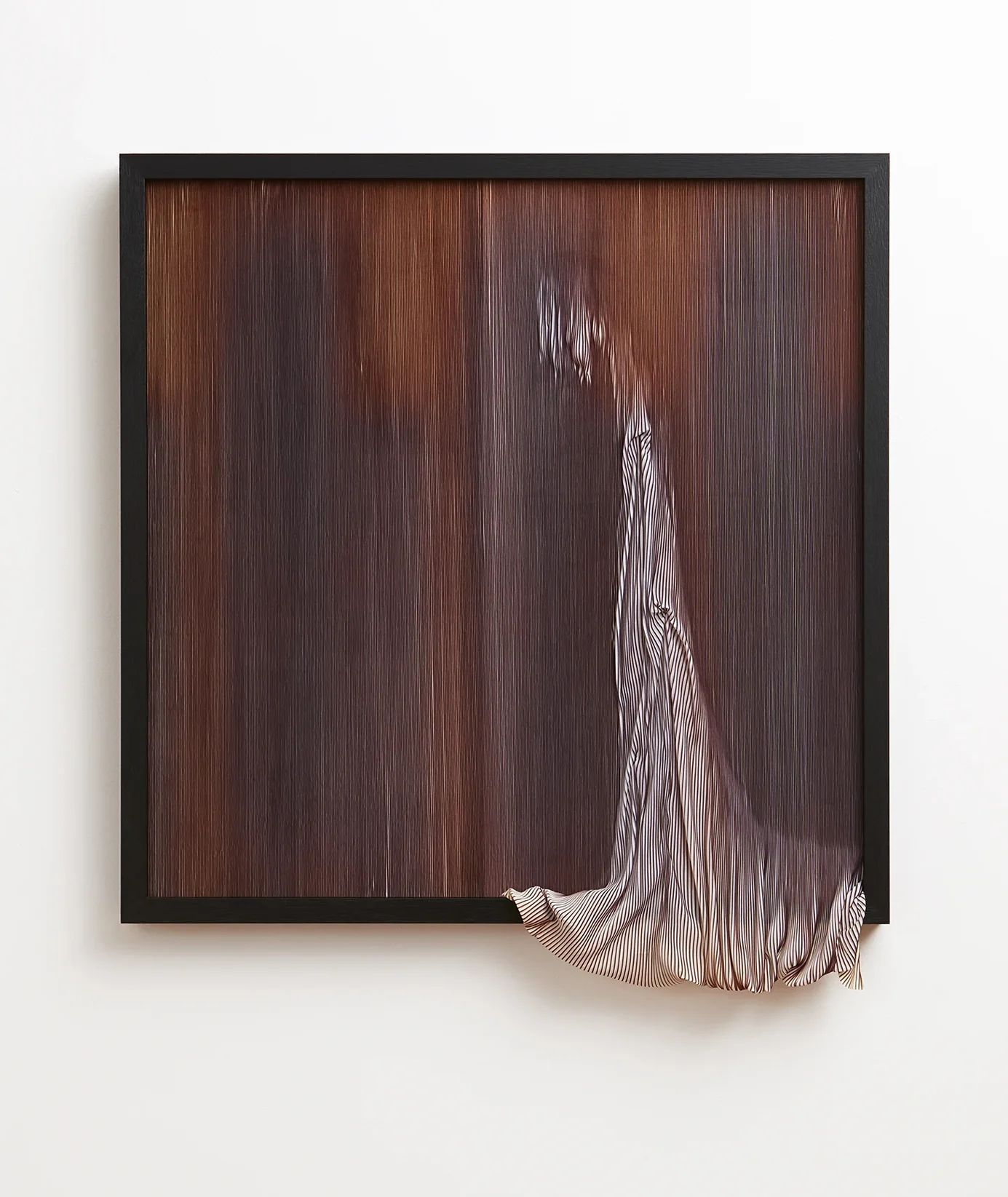 Stevie-Fieldsend_hereafter-xxi_2018_paper-pleated-polyester-textile-on-canvas-Tasmanian-Oak_114-x-105-x-4cm.-Photograph-by-Zan-Wimberley-1