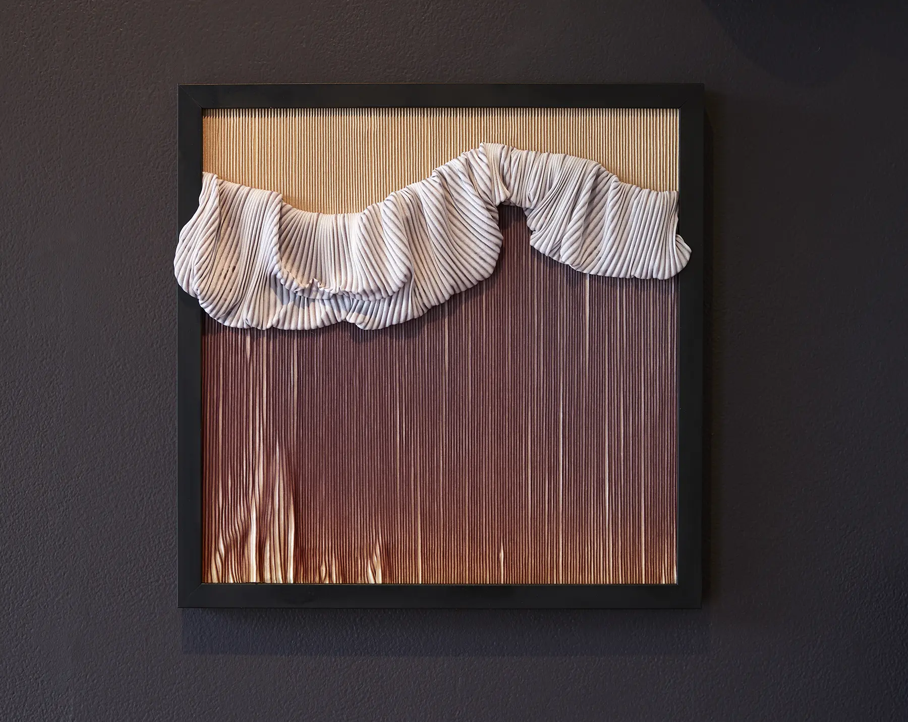 hereafter-xxiv_2018_paper-pleated-polyester-textile-on-canvas-Tasmanian-Oak_42-x-42.5cm